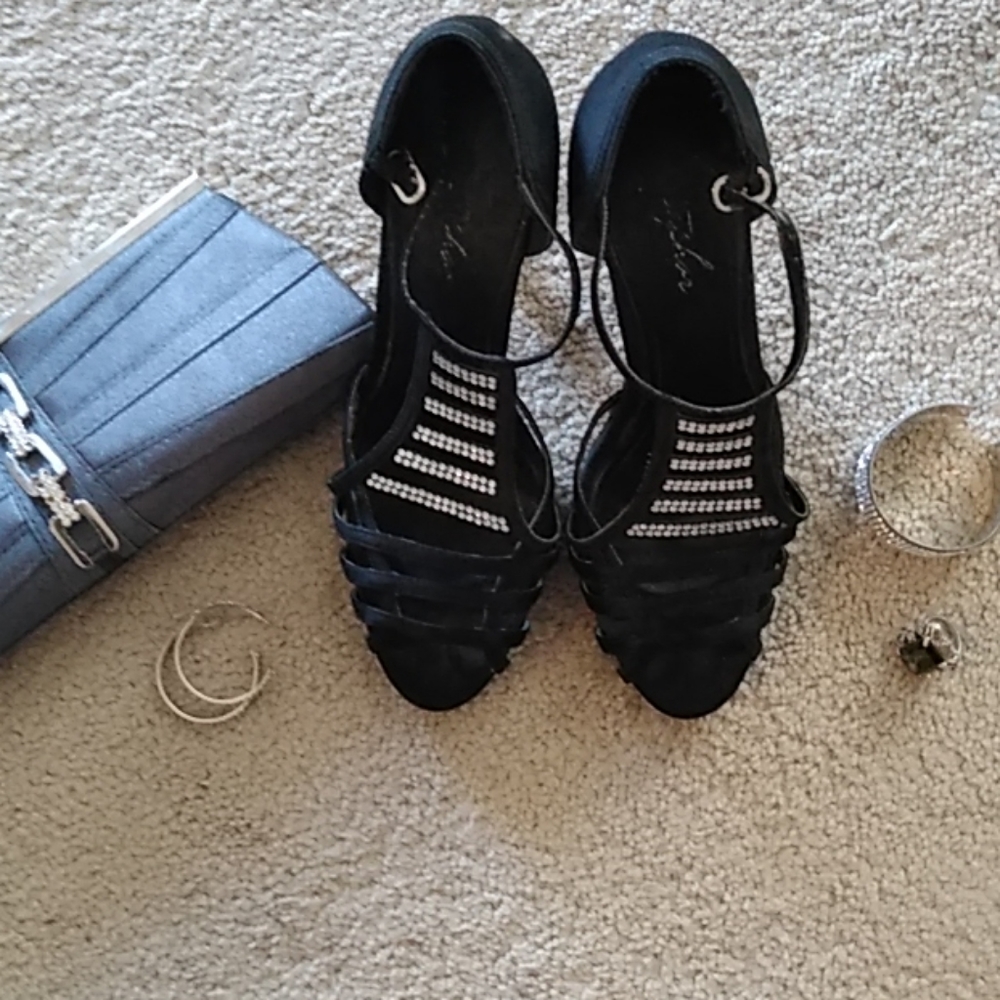 Black rinestone dress shoes
